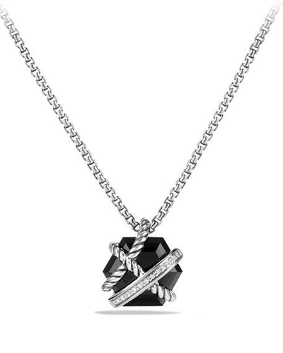Shop David Yurman Cable Wrap Necklace With Diamonds In Black Onyx