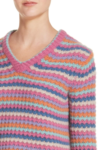 Shop Marc Jacobs Stripe Cashmere Sweater In Pink Multi