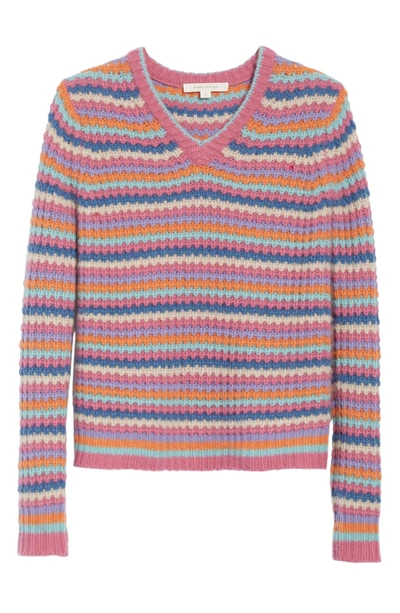 Shop Marc Jacobs Stripe Cashmere Sweater In Pink Multi