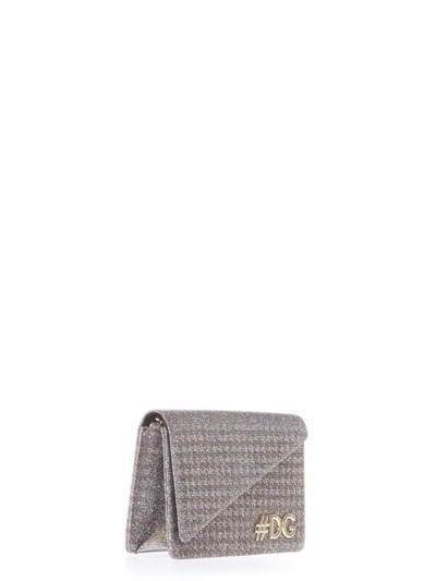 Shop Dolce & Gabbana Silver Clutch With  Logo In Silver-gold