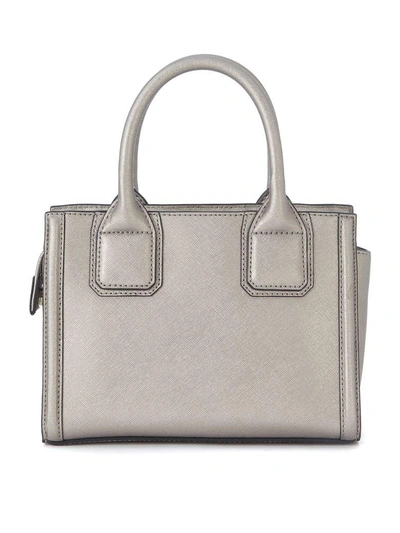 Shop Karl Lagerfeld Klassic Metal Saffiano Leather Handbag In Argento