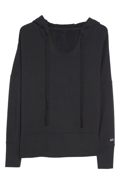 Shop Alo Yoga Fluid Tunic Hoodie In Black