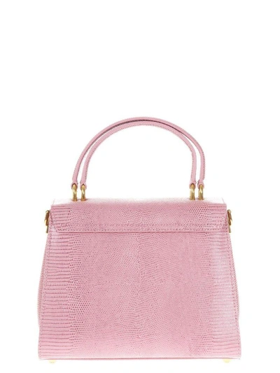 Shop Dolce & Gabbana Welcome Reptile Printed Leather Bag In Rose