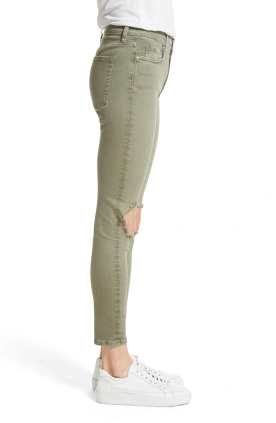 Shop Free People High Rise Busted Knee Skinny Jeans In Moss