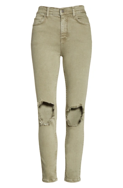 Shop Free People High Rise Busted Knee Skinny Jeans In Moss