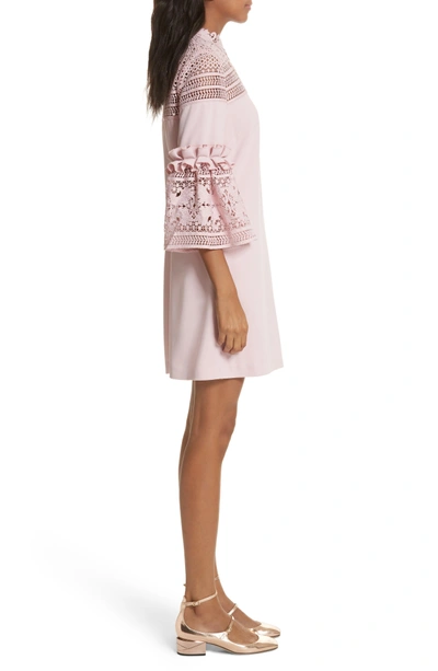 Ted Baker Lace Panel Bell Sleeve Tunic Dress In Dusky Pink | ModeSens