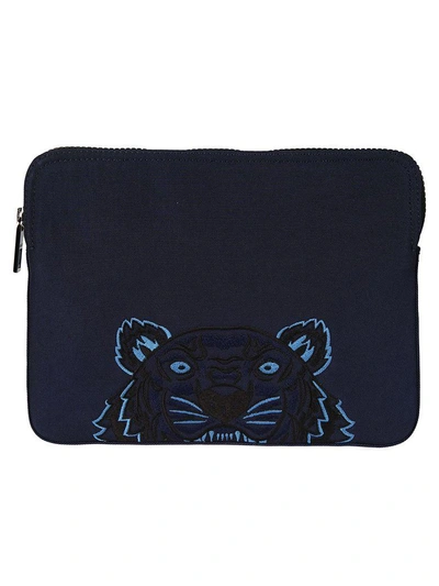 Shop Kenzo Tiger Laptop Clutch Bag In Blue