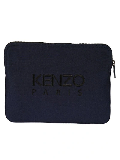 Shop Kenzo Tiger Laptop Clutch Bag In Blue