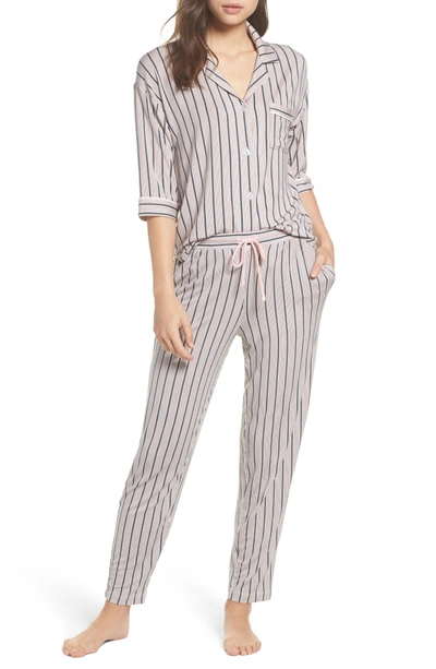 Shop Dkny Jersey Pajamas In Pink Stripe