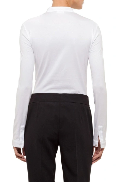 Shop Akris Punto Jersey & Poplin Blouse In White