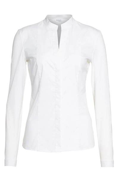 Shop Akris Punto Jersey & Poplin Blouse In White