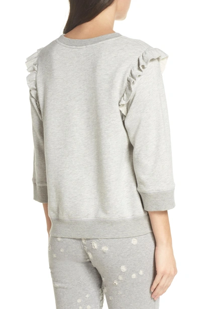 Shop David Lerner Ruffle Sweatshirt In Heather Grey