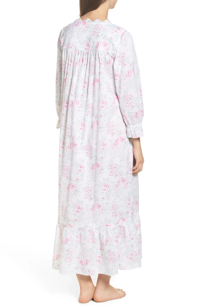 Shop Eileen West Button Front Cotton Nightgown In White Watercolor Floral