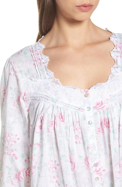 Shop Eileen West Button Front Cotton Nightgown In White Watercolor Floral