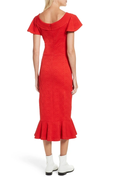 Shop Opening Ceremony Lotus Jacquard Medallion Dress In Jewel Red