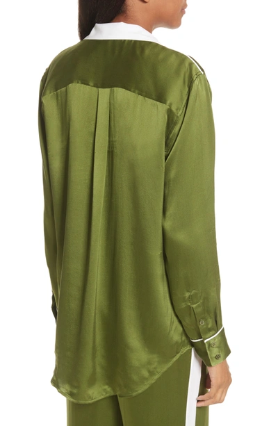 Shop Equipment Ansley Print Silk Shirt In Combat Green