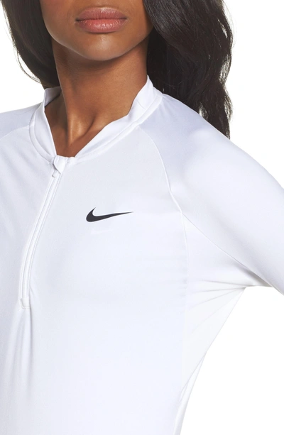 Shop Nike Court Pure Half Zip Tennis Top In White/ Black