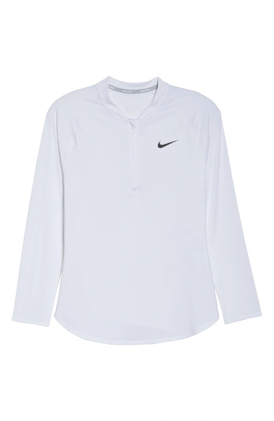 Shop Nike Court Pure Half Zip Tennis Top In White/ Black