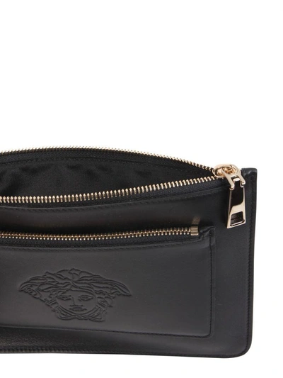 Shop Versace Leather Clutch In Black