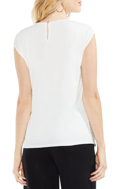 Shop Vince Camuto Mixed Media Tie Front Top In New Ivory