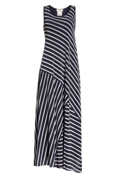 Shop Fuzzi Stripe Maxi Tank Dress In Zaffiro