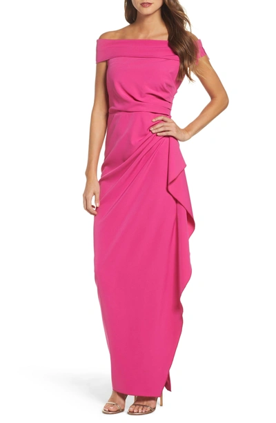 Shop Vince Camuto Off The Shoulder Crepe Gown In Fuchsia