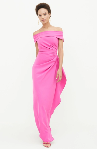 Shop Vince Camuto Off The Shoulder Crepe Gown In Fuchsia