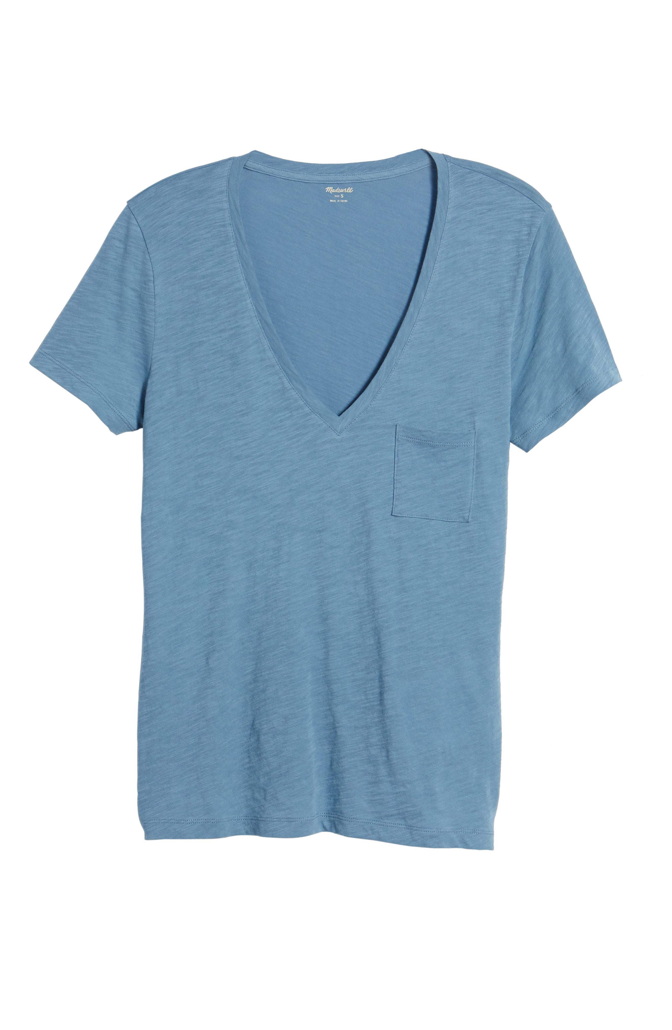 Madewell Whisper Cotton Vneck Pocket Tee In Artisan Blue ModeSens