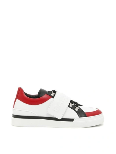 Shop Balmain Multicolor Leather Sneakers In White Red|bianco