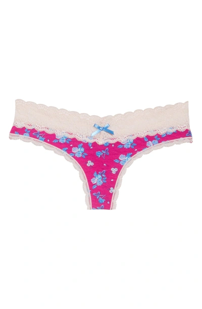 Shop Honeydew Intimates Lace Trim Low Rise Thong In Gypsy Rose Floral
