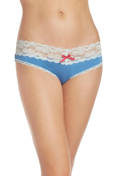Shop Honeydew Intimates Lace Trim Low Rise Thong In Sea Breezer