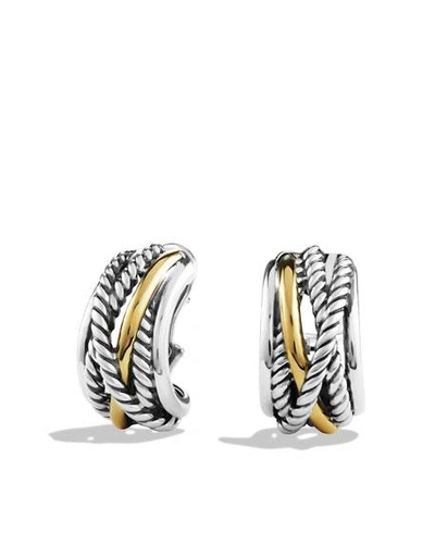 Shop David Yurman Crossover Earrings With Gold In Silver/gold