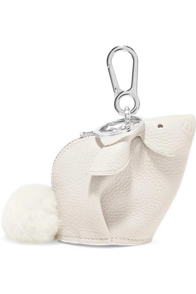 Shop Loewe Bunny Shearling-trimmed Textured-leather Bag Charm