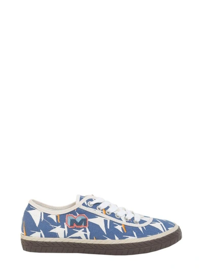 Shop Marni Printed Canvas Sneakers In Blu