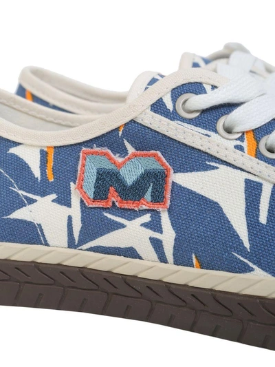 Shop Marni Printed Canvas Sneakers In Blu