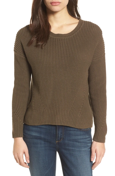 Shop Lucky Brand Lace-up Back Sweater In Olive