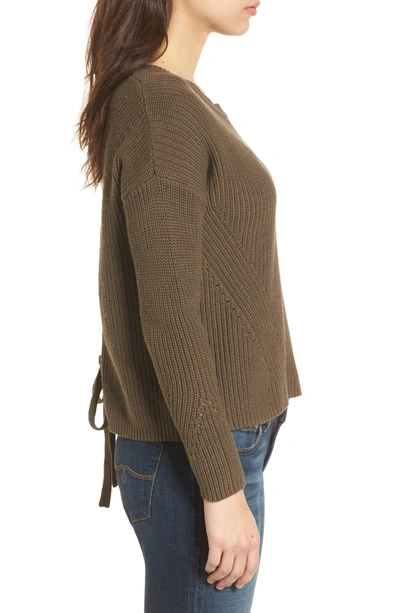 Shop Lucky Brand Lace-up Back Sweater In Olive