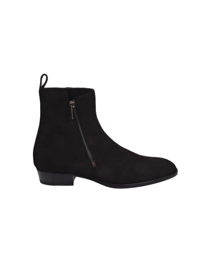 Shop Saint Laurent Wyatt 30 Zip Boots In Black