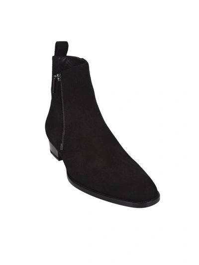 Shop Saint Laurent Wyatt 30 Zip Boots In Black