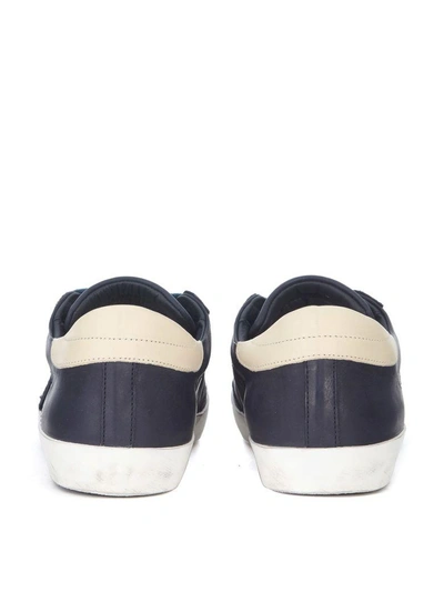 Shop Philippe Model Paris Blue And Ivory Leather Sneaker