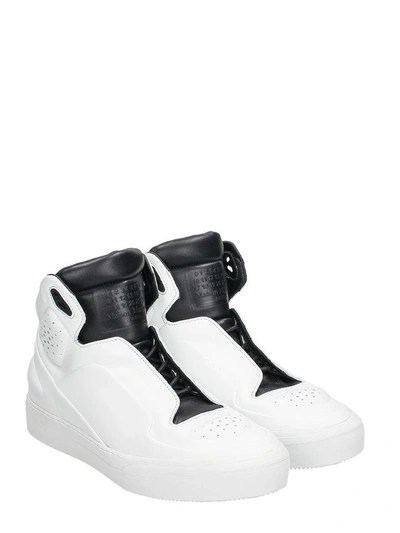 Shop Maison Margiela Frequency Hi-top White Leather Sneakers