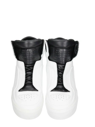 Shop Maison Margiela Frequency Hi-top White Leather Sneakers