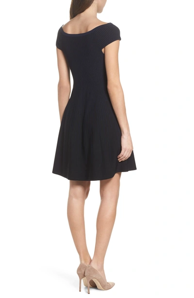 Shop French Connection Olivia Off The Shoulder Dress In Black/ Nocturnal