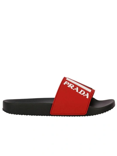 Shop Prada Sandals Shoes Men  In Red