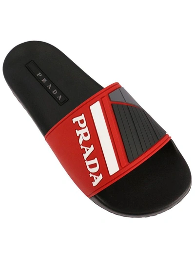 Shop Prada Sandals Shoes Men  In Red