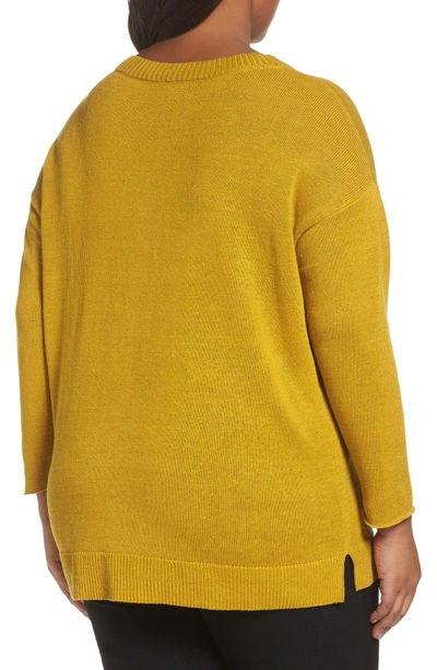 Shop Eileen Fisher Organic Linen Sweater In Mustard Seed