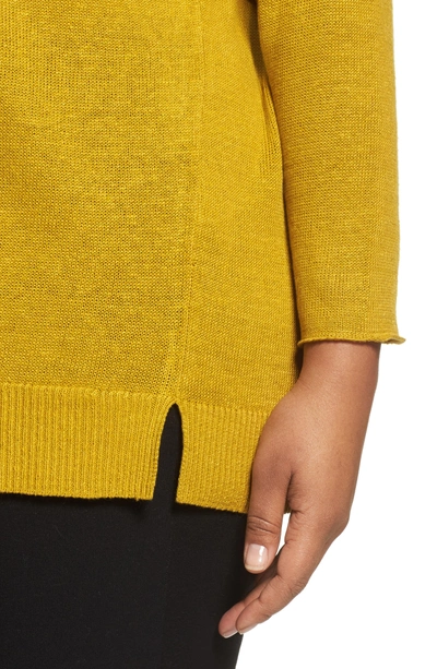 Shop Eileen Fisher Organic Linen Sweater In Mustard Seed