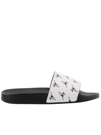 Shop Giuseppe Zanotti Burel Slides In White-black