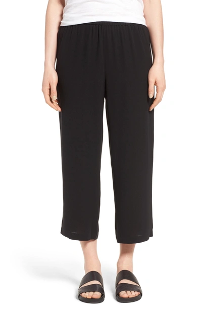 Shop Eileen Fisher Silk Crop Pants In Black