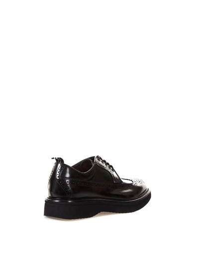 Shop Green George Brogue Polished Leather Derby Shoes In Black